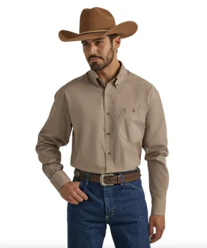 112338097 - Wrangler Men’s George Strait Collection LS Button-Down Shirt - Tan