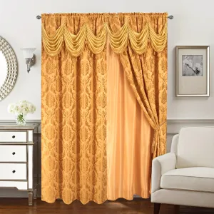 1pc Luxury Jacquard Rod Pocket Curtain with Valance - Elegant Home Decor for Living Room Office - 9 Colors, 52*84in, Easy to Install, Durable, and Fade-Resistant