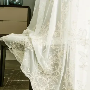 1pc Romantic White Fairy Gauze Curtain - Exquisite French Embroidered Sheer Curtain with Delicate Lace Patterns for Elegant Home Decor, Perfect for Living Room, Balcony, Bedroom, and Classroom Supplies