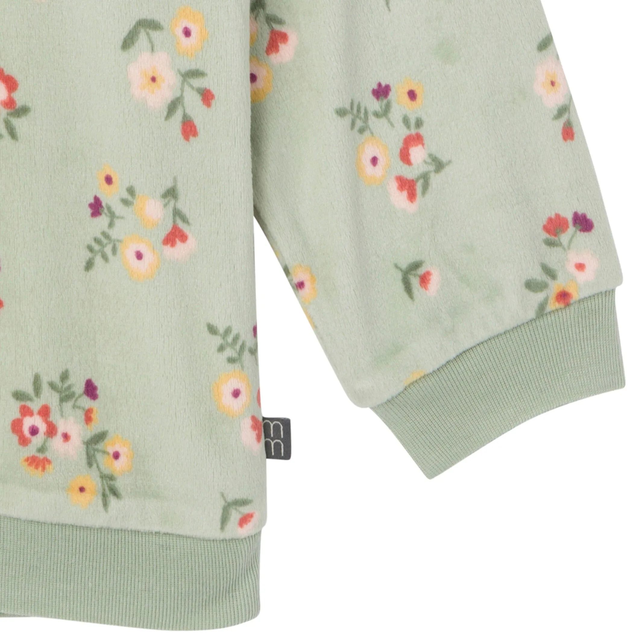 2-Piece Infant & Toddler Girls Green Flower Fleece Pajama Set