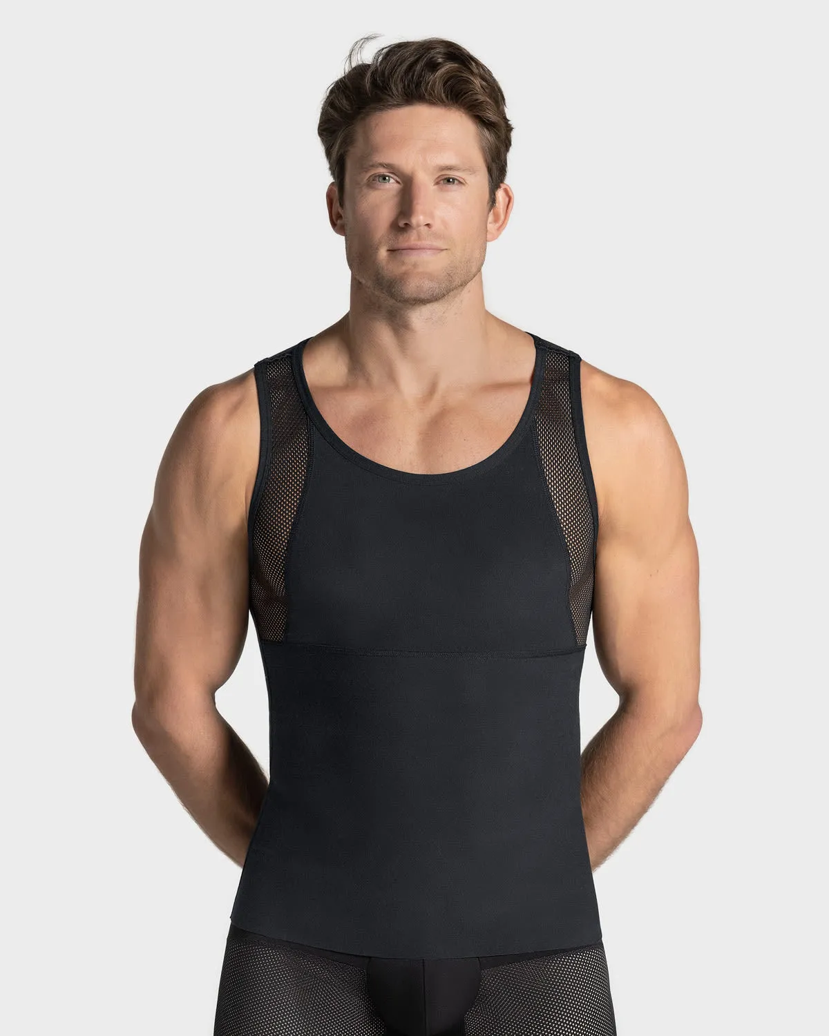 3-Pack Stretch Cotton Moderate Compression Shaper Tank with Mesh Cutouts