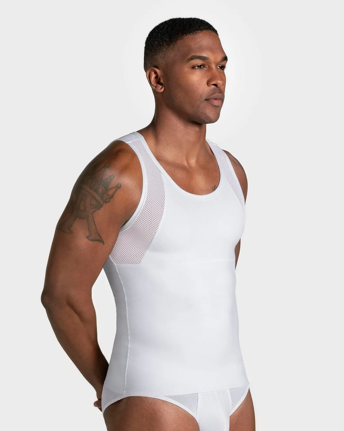 3-Pack Stretch Cotton Moderate Compression Shaper Tank with Mesh Cutouts