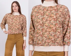 80s Floral Mockneck Sweatshirt - Large