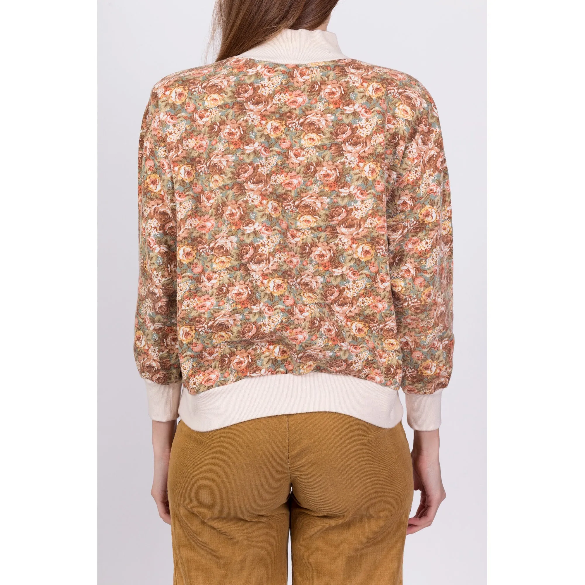 80s Floral Mockneck Sweatshirt - Large