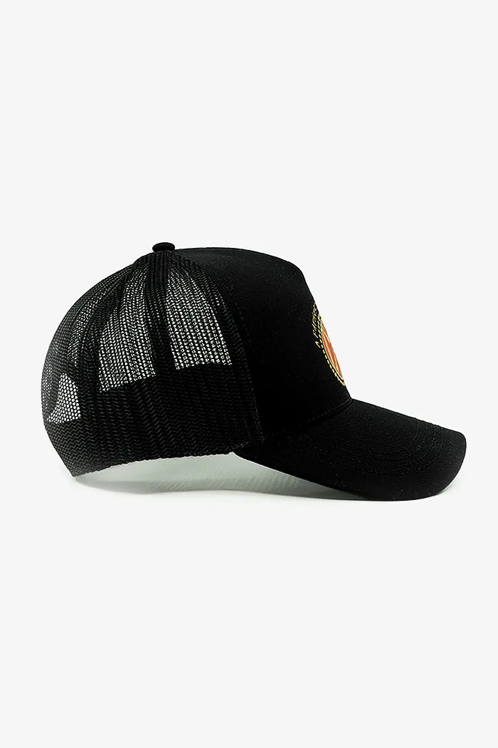 A Father's Teachings Black Front Trucker Cap