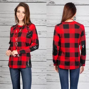 Adaline Buffalo Plaid Top in Black & Red