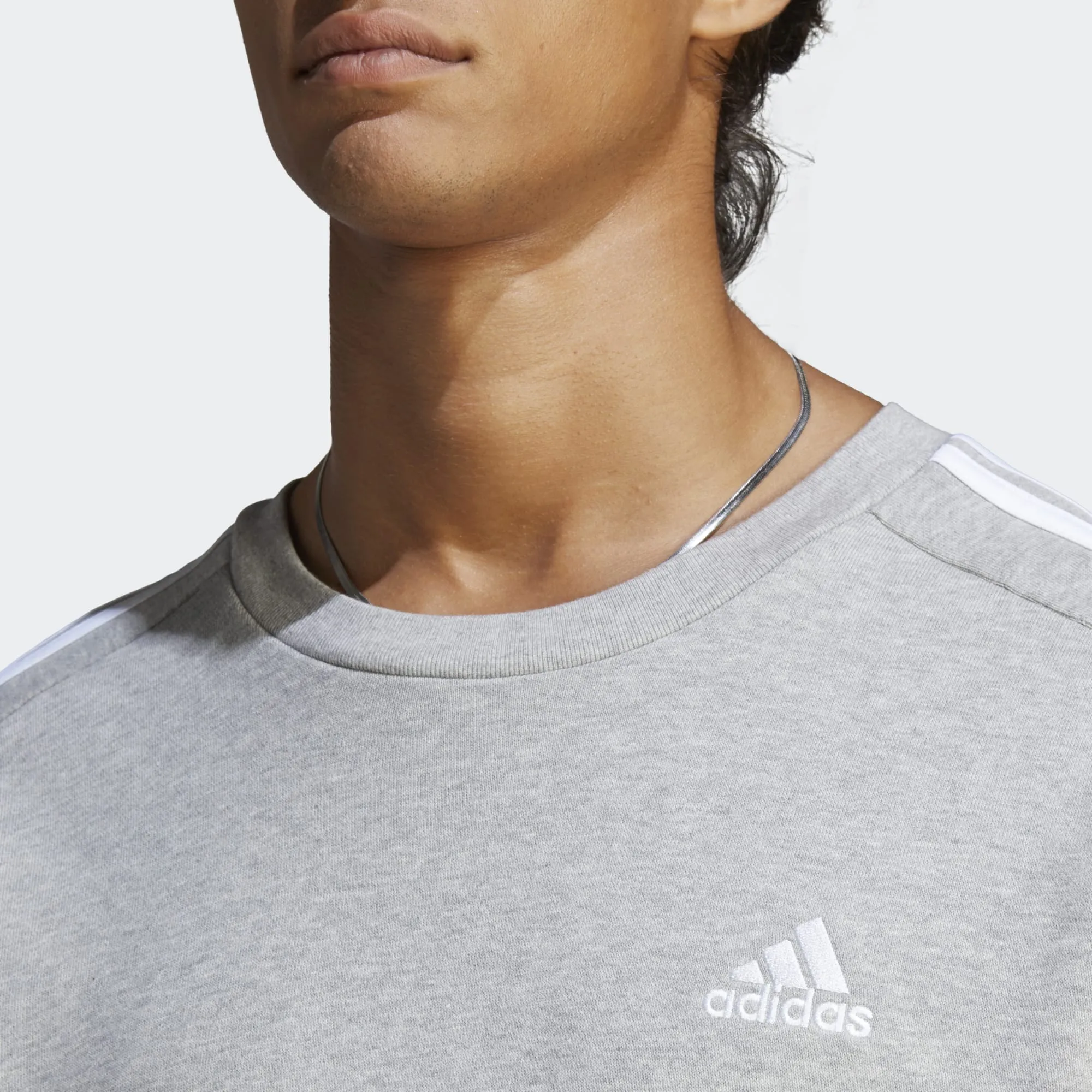 ADIDAS FRENCH TERRY 3-STRIPES SWEATSHIRT - MEN - GREY