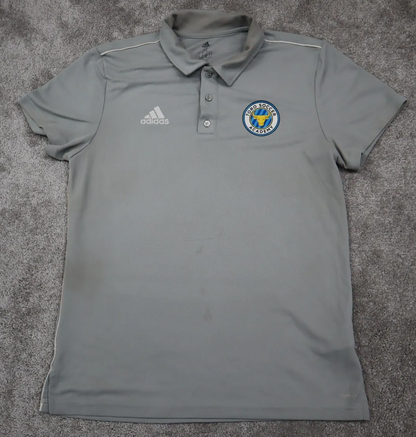 Adidas Golf Polo Shirt Men's Medium M Gray Toro Soccer Academy Logo Shirt