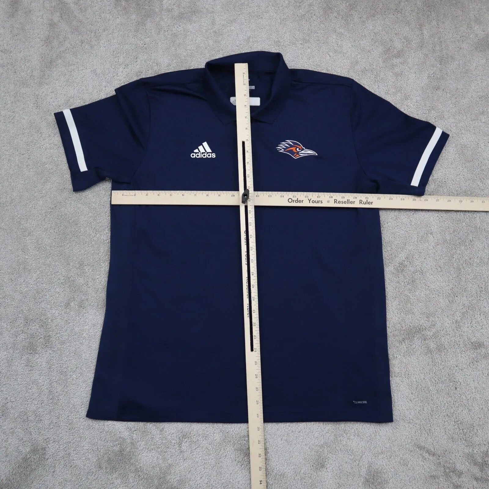 Adidas Mans Polo Shirt Short Sleeve Collared Neck Logo CLIMACOOL Navy Blue XL