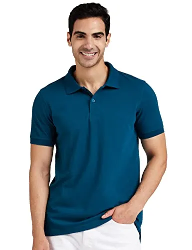 Amazon Brand - Symbol Men's Solid Regular Polo Shirt (AW17MPCP-SINGLE_Fog Teal L)