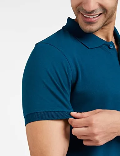 Amazon Brand - Symbol Men's Solid Regular Polo Shirt (AW17MPCP-SINGLE_Fog Teal L)