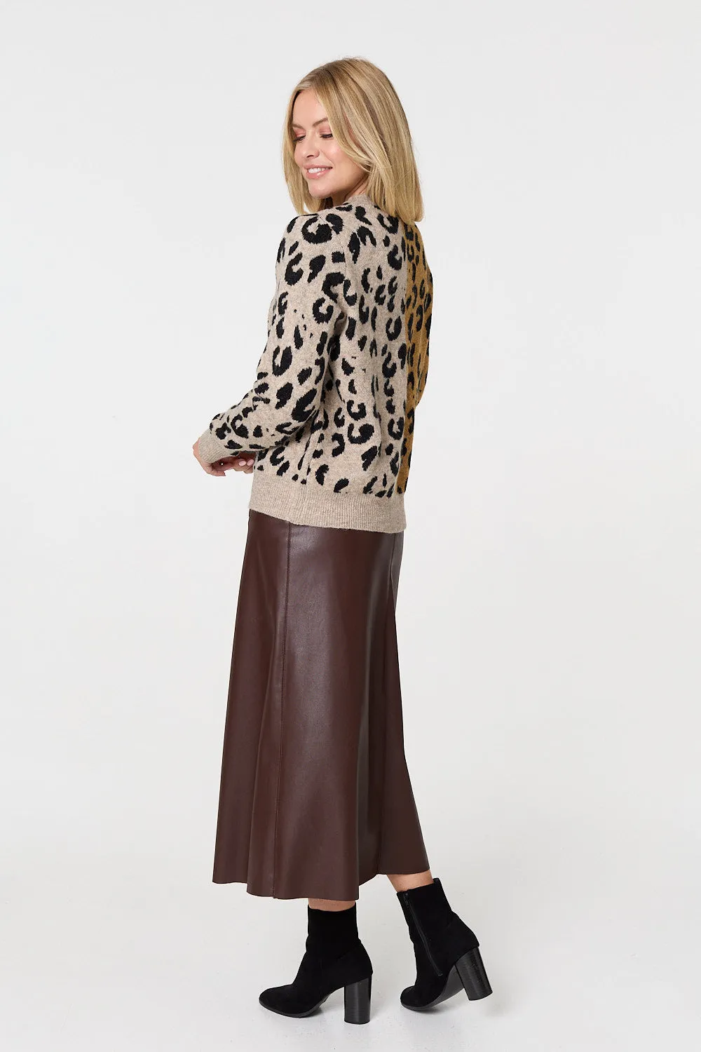 Animal Print Sequin Detail Jumper