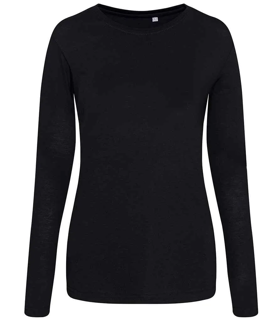 AWDis Ladies Long Sleeve Tri-Blend T-Shirt | Solid Black