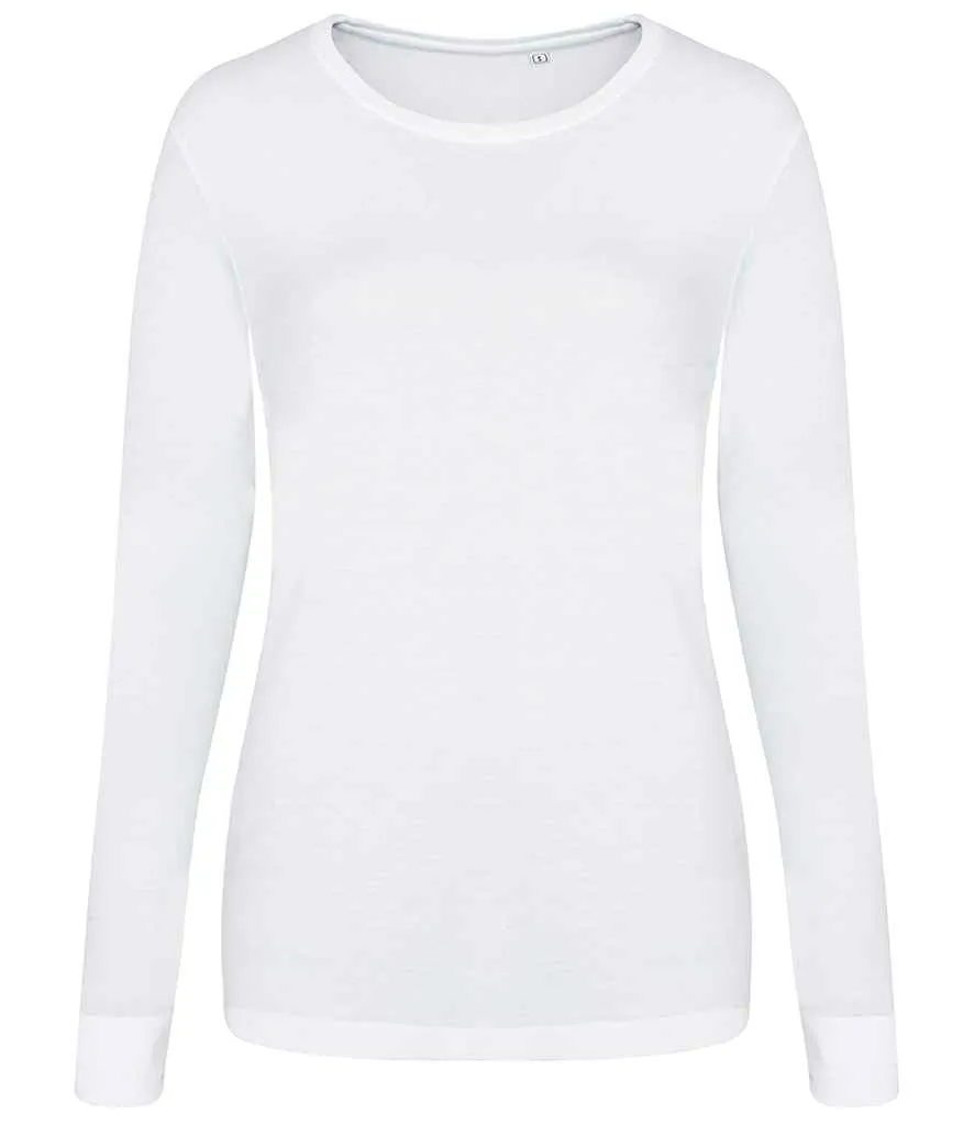 AWDis Ladies Long Sleeve Tri-Blend T-Shirt | Solid White