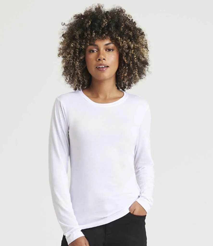 AWDis Ladies Long Sleeve Tri-Blend T-Shirt | Solid White