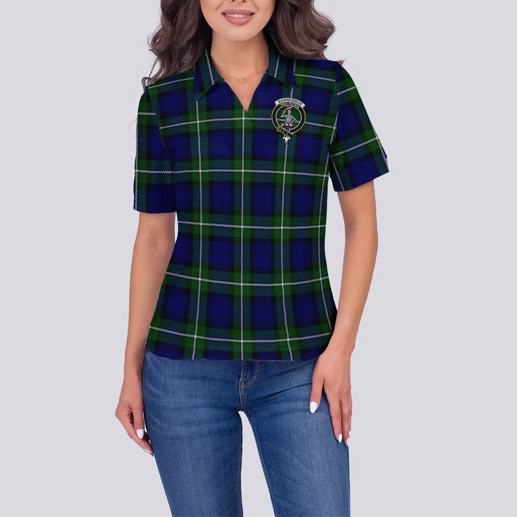 Bannerman Tartan Polo Shirt with Family Crest For Women