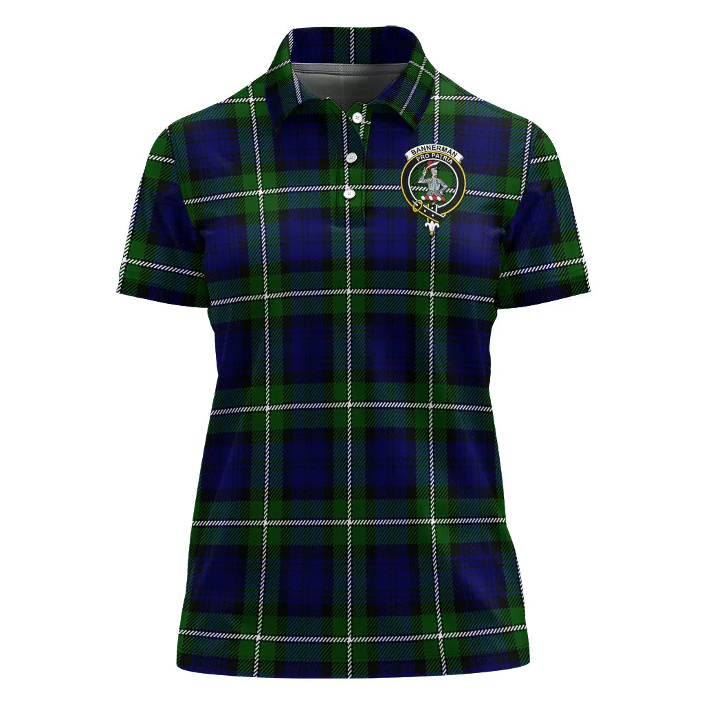 Bannerman Tartan Polo Shirt with Family Crest For Women