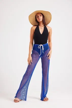 BEACH MESH COVER UP PANTS - BLUE