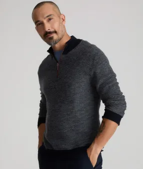 Birdseye Merino Wool Quarter-Zip Sweater