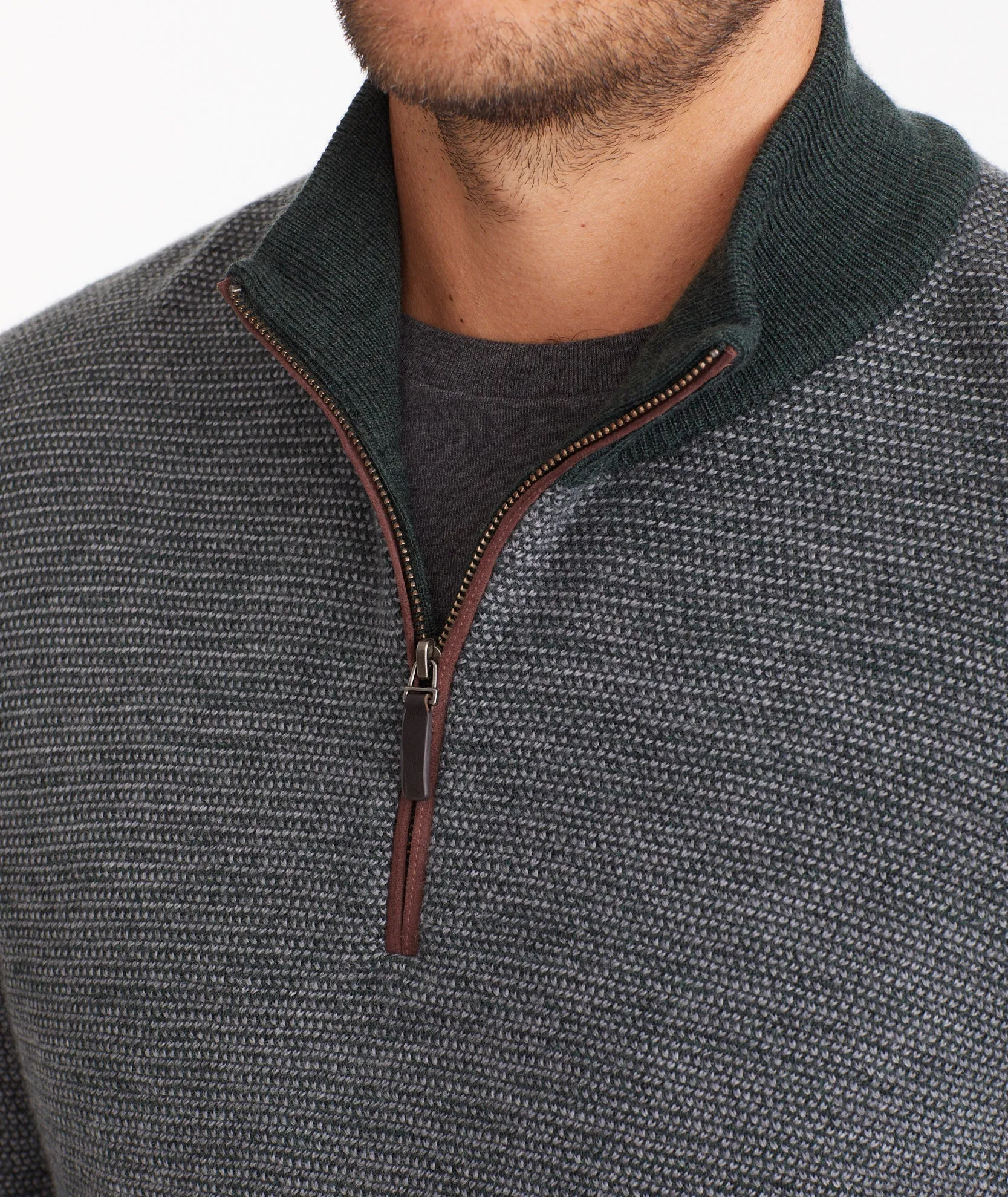 Birdseye Merino Wool Quarter-Zip Sweater