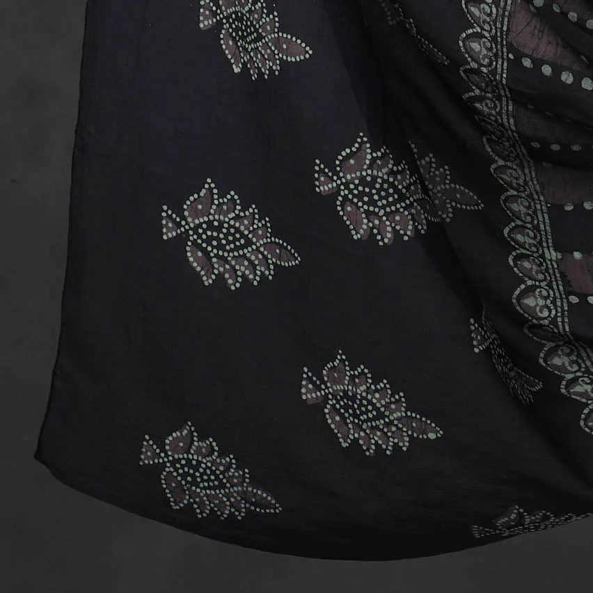 Black - Kutch Print Cotton 3pc Batik Dress Material 65