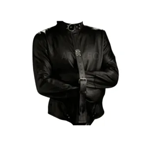 Black Leather Straight Jacket for Men