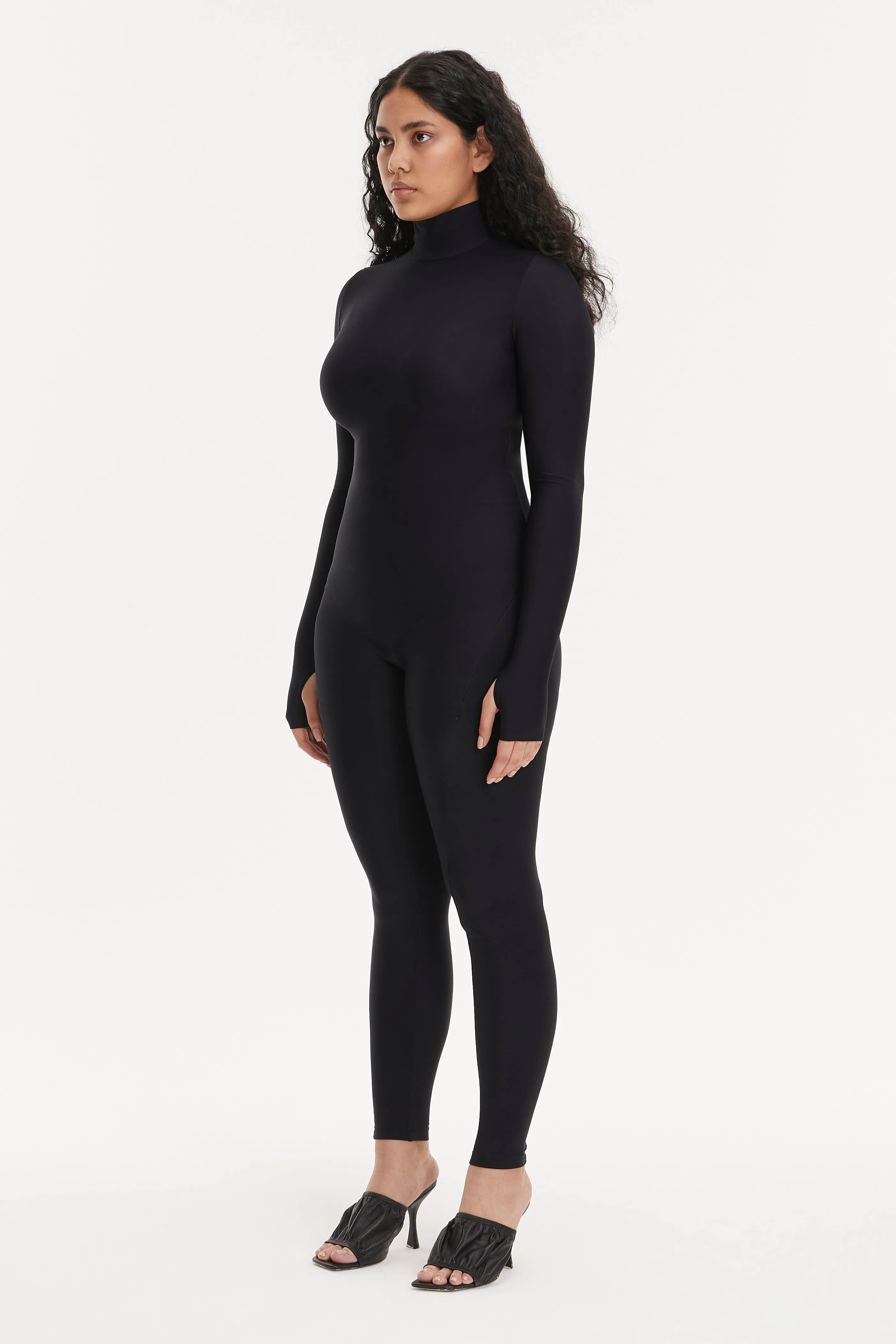 Black Turtleneck Long Sleeve Plus Size Full Bodysuit