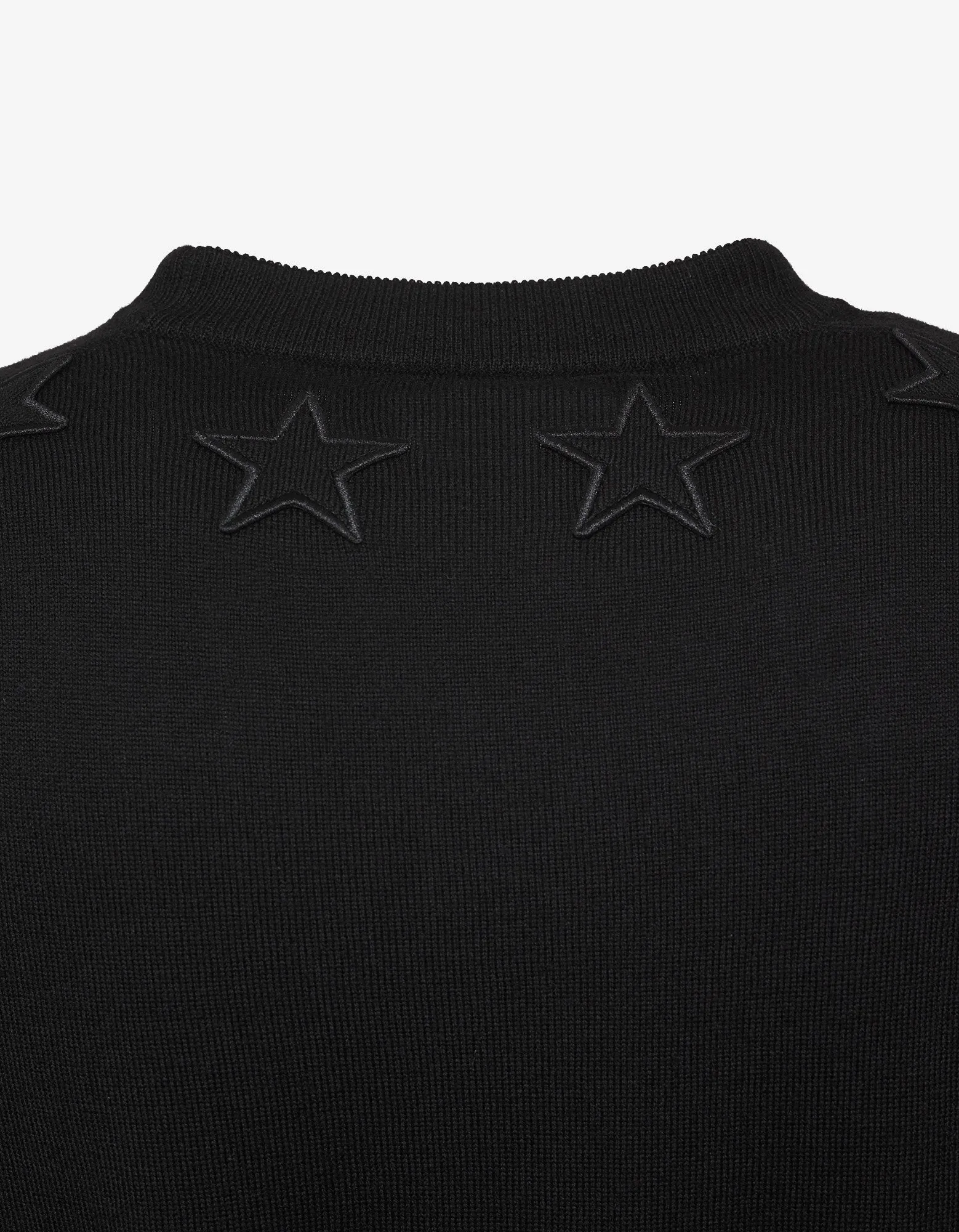 Black Wool Sweater with Tonal Stars