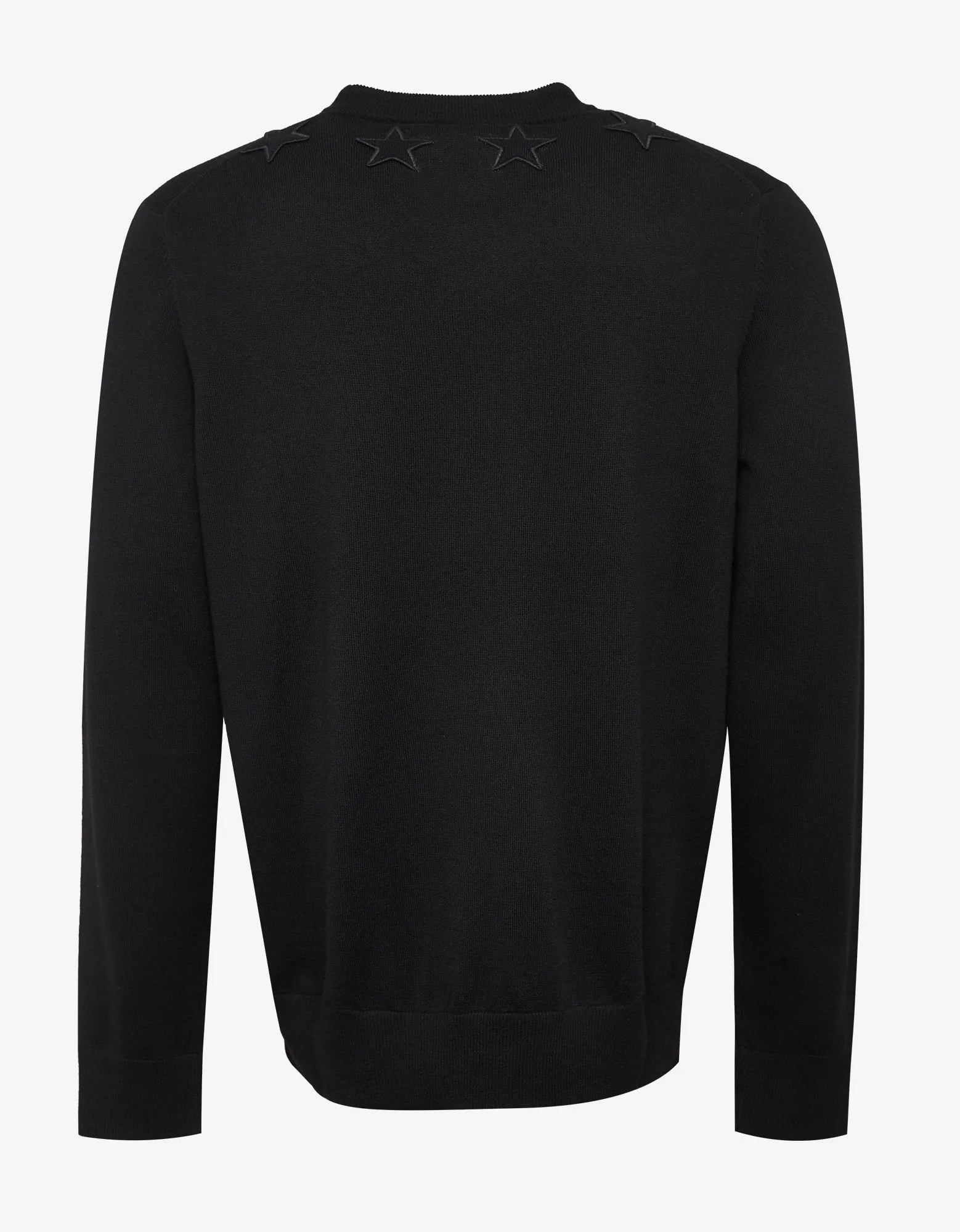 Black Wool Sweater with Tonal Stars