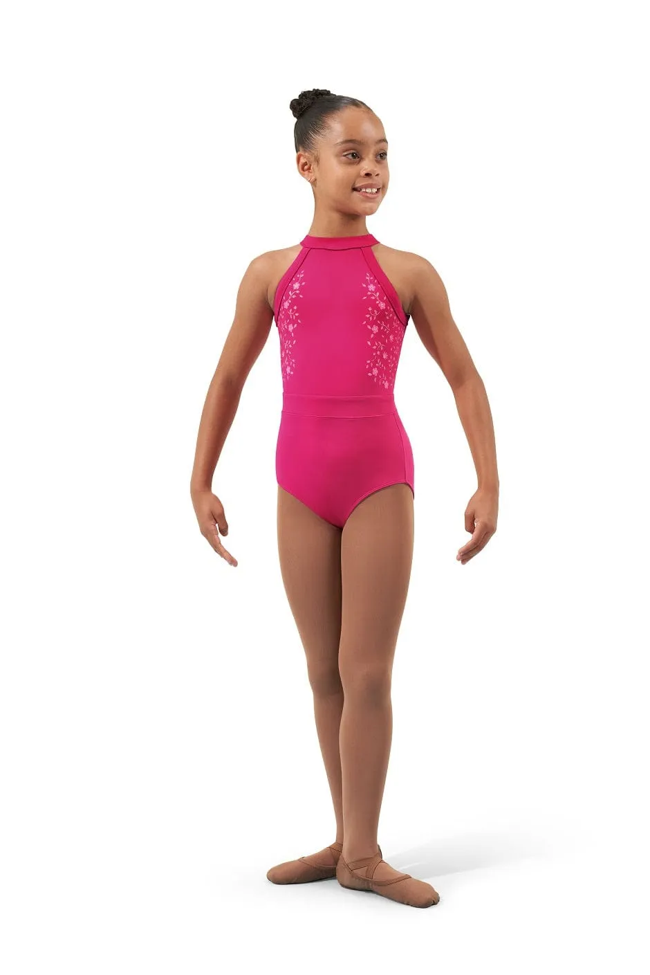 Bloch CL4345 Girl's Vine Print Open Back Halter Leotard