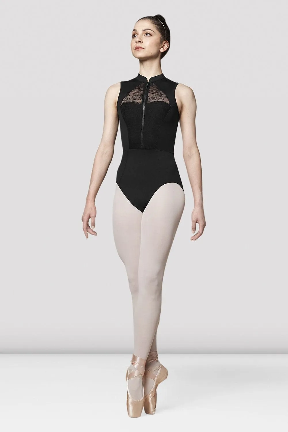 Bloch M3071LM Zipper Front Lace Paneled Tank Leotard (Adult)