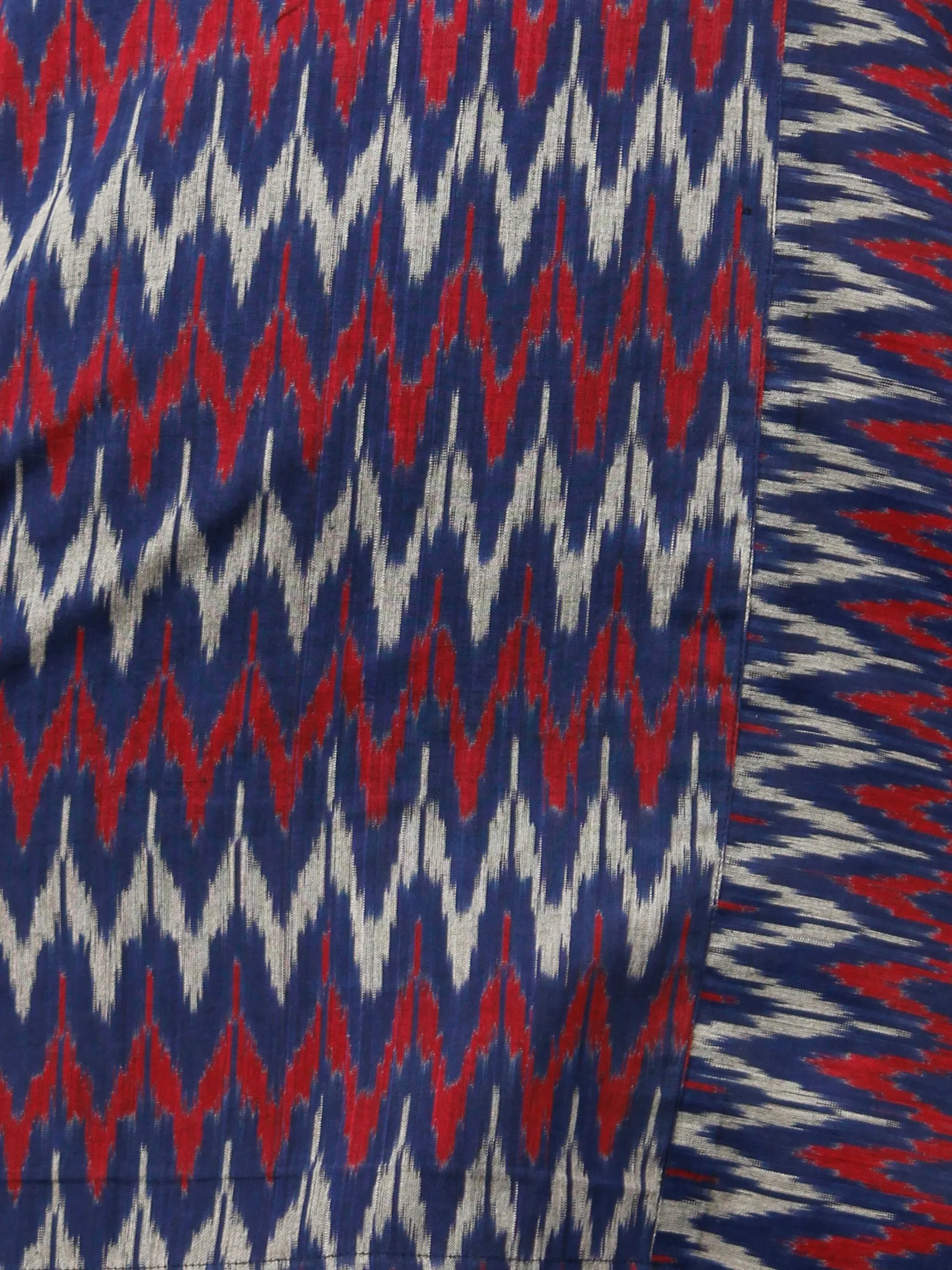 Blue Maroon Grey Hand Woven Mercerised Ikat Cotton Tunic  - Tun10F842