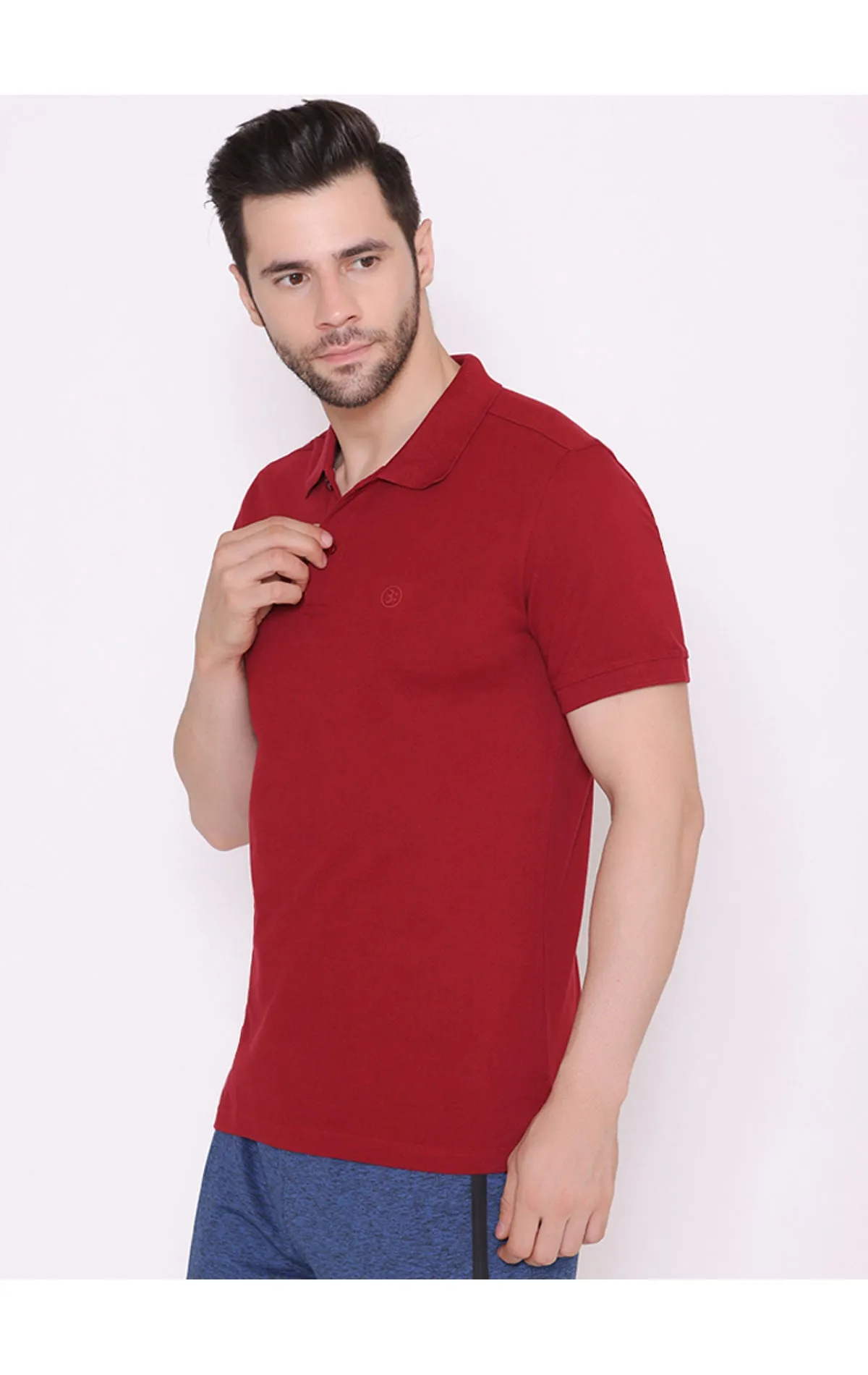 Bodyactive Solid Casual Half Sleeve Cotton Rich Pique Polo T-Shirt for Men -TS50-RUWIN