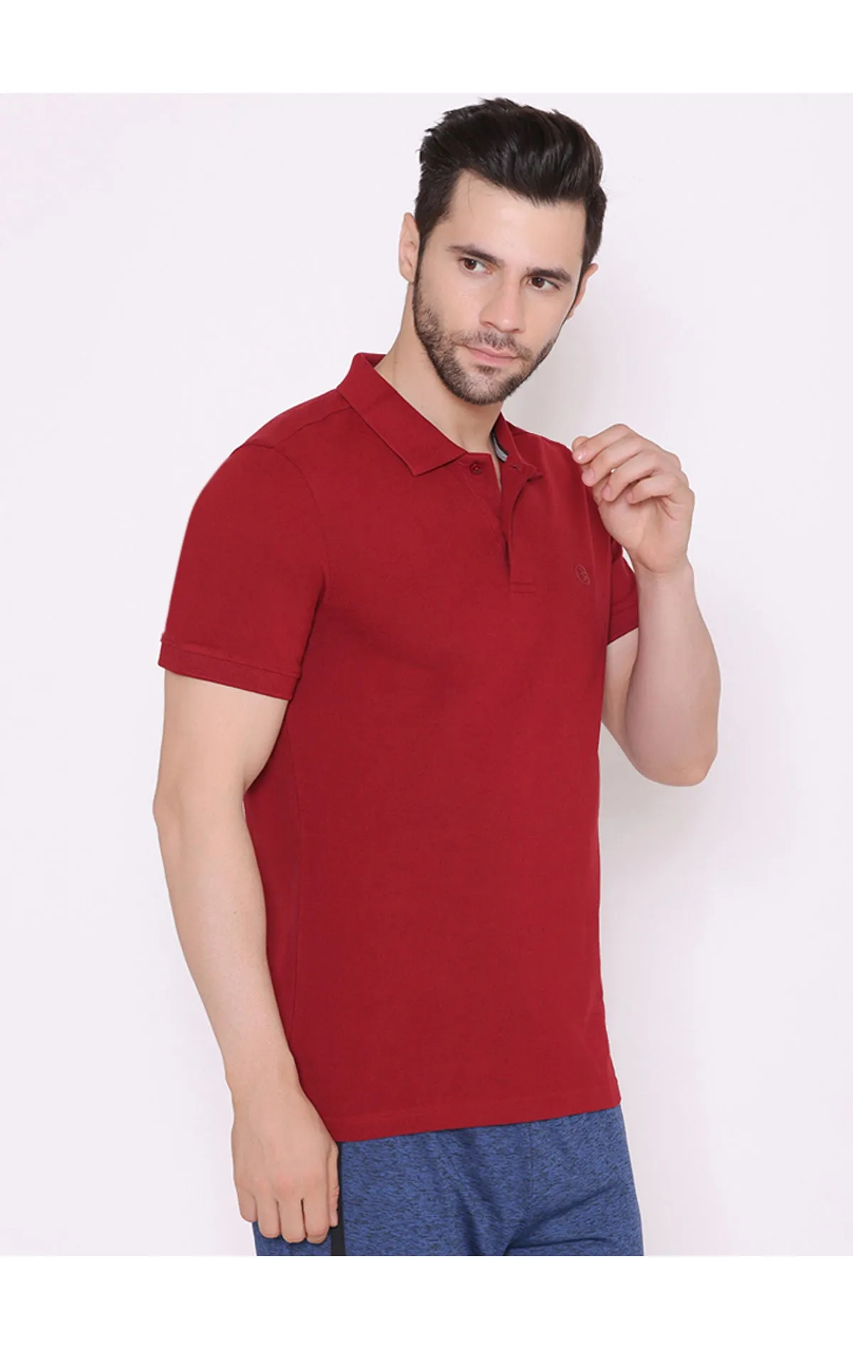 Bodyactive Solid Casual Half Sleeve Cotton Rich Pique Polo T-Shirt for Men -TS50-RUWIN