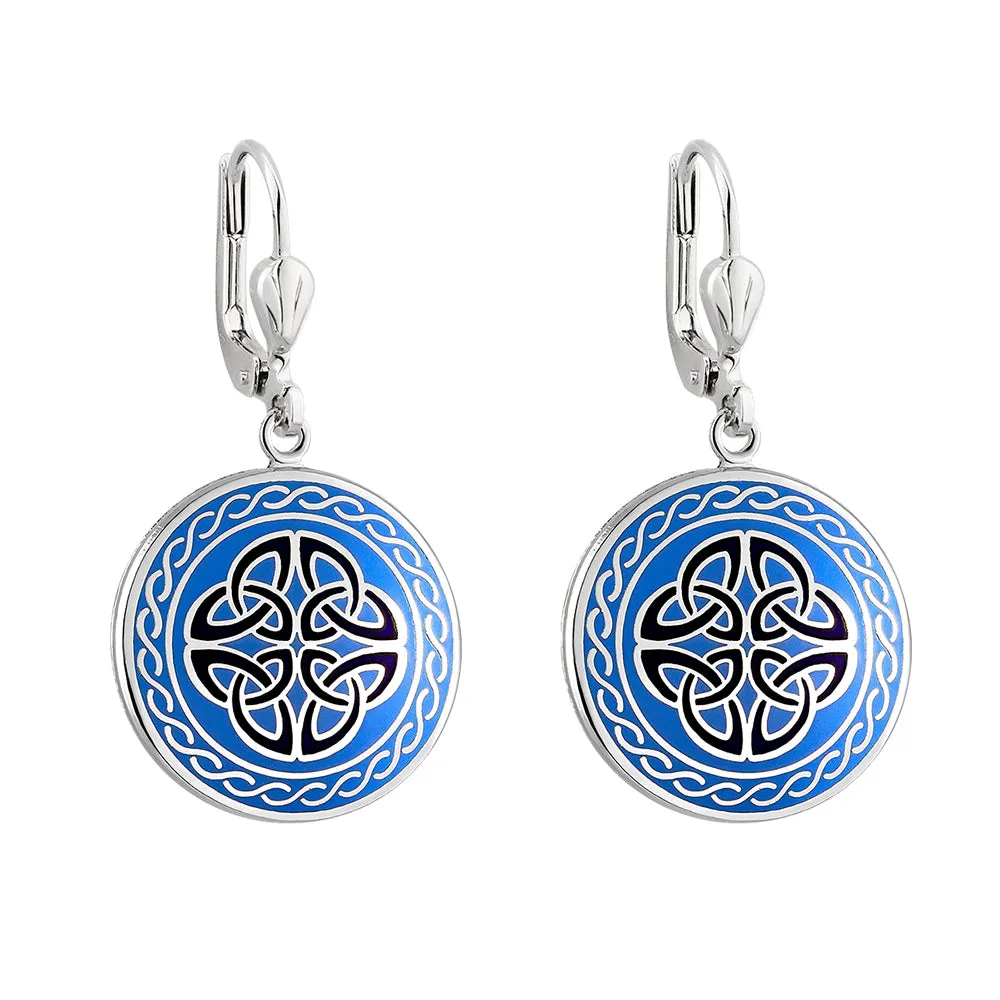 Book of Kells Trinity Knot Earrings: Blue