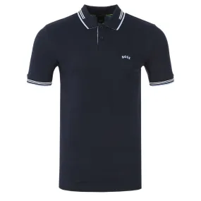 BOSS Paul Curved Polo Shirt in Dark Blue