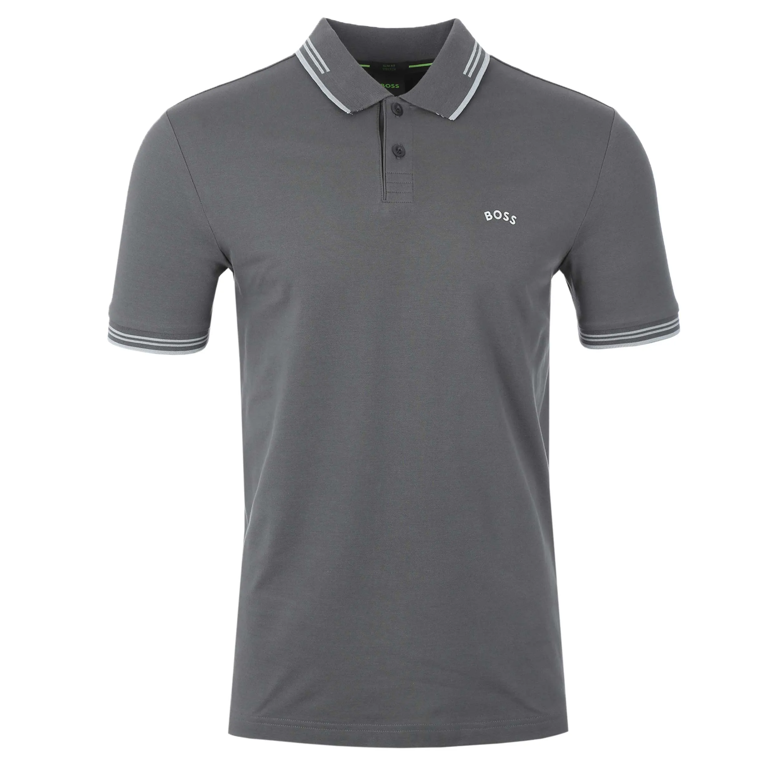 BOSS Paul Curved Polo Shirt in Dark Grey