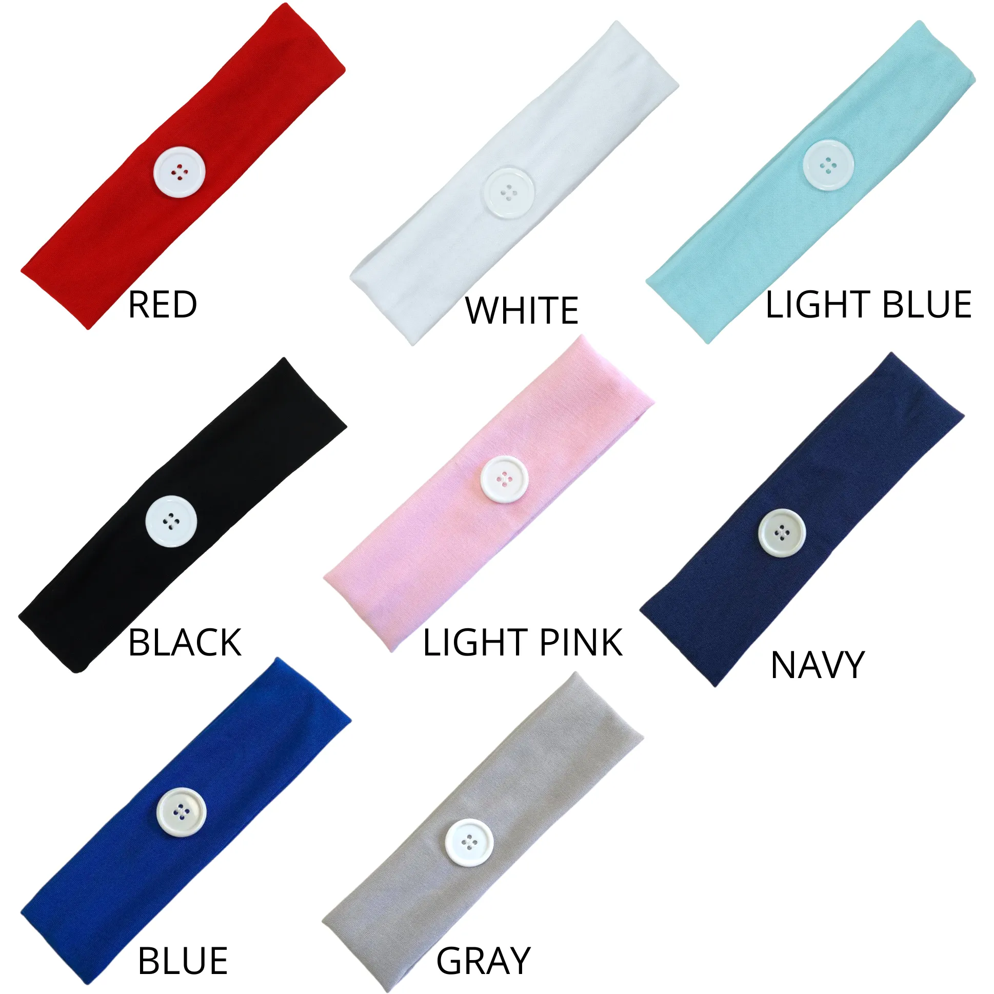 Button Ear Saver Cotton Headband Soft Stretch For Nurses Healthcare Workers You Pick Colors and Quantities