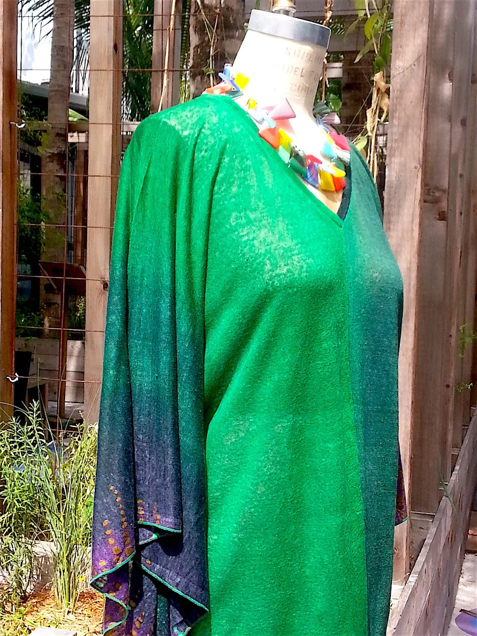 Caftan Top Linen Knit V Neck