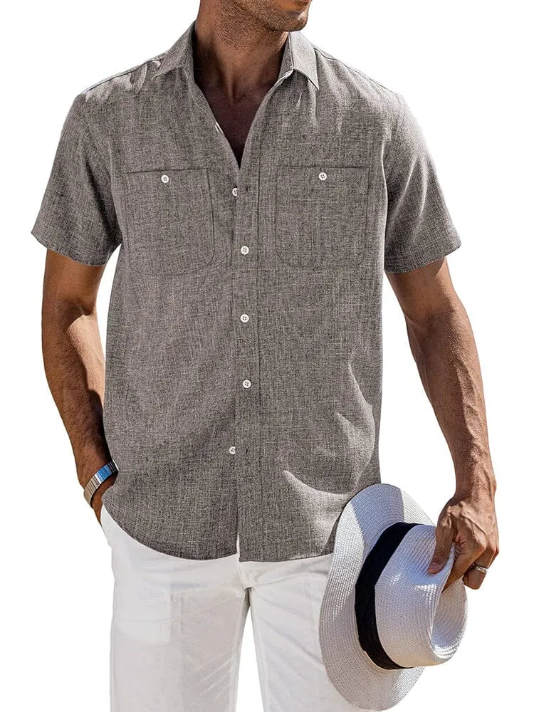 Casual Button Down Solid Linen Shirt (US Only)