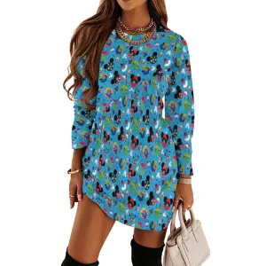 Character Donuts Long Sleeve Patchwork T-shirt Dress