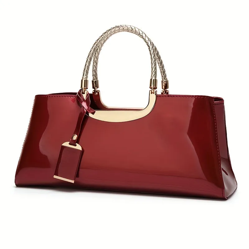 Chic Ladies Glossy Patent Leather Handbag - Stylish & Premium Quality - Everyday Fashion Accessory for Women