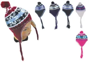 children's knit winter pattern ear flap trapper hats Case of 144