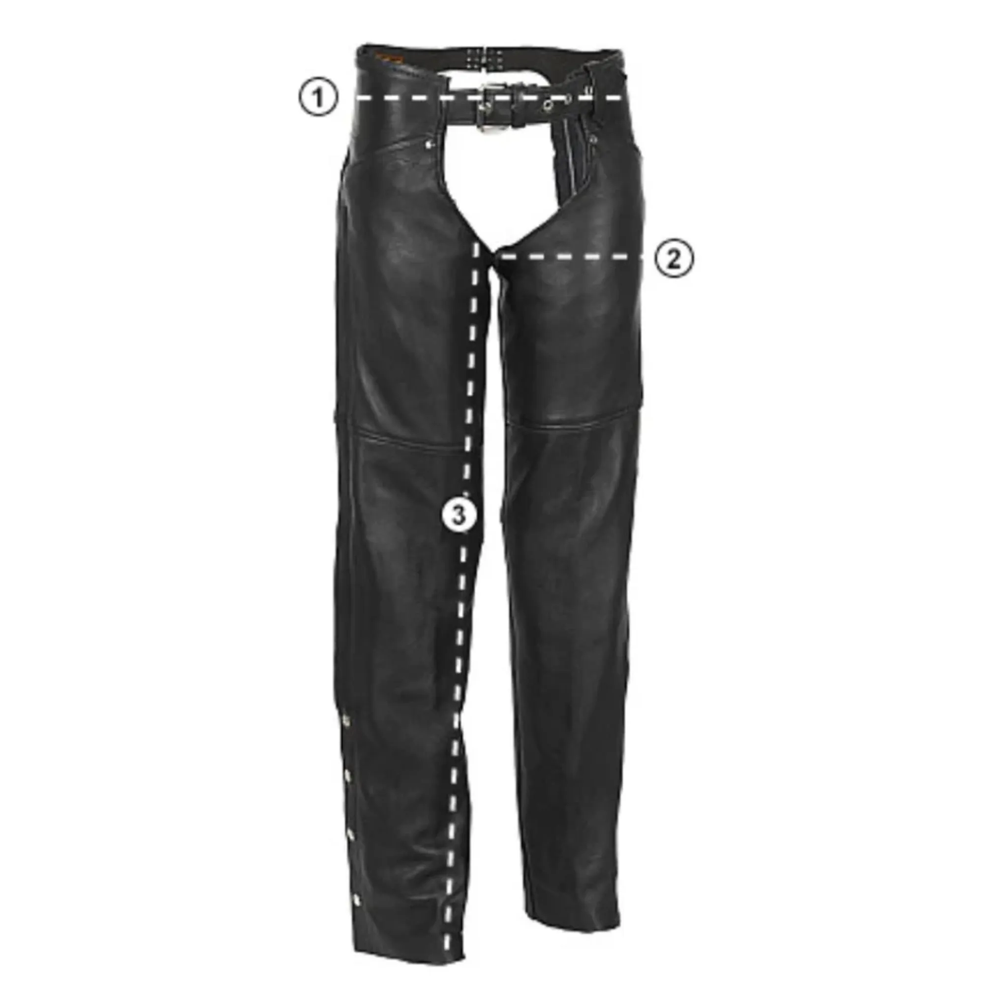 Classic Assless Leather Chaps with White Stripes