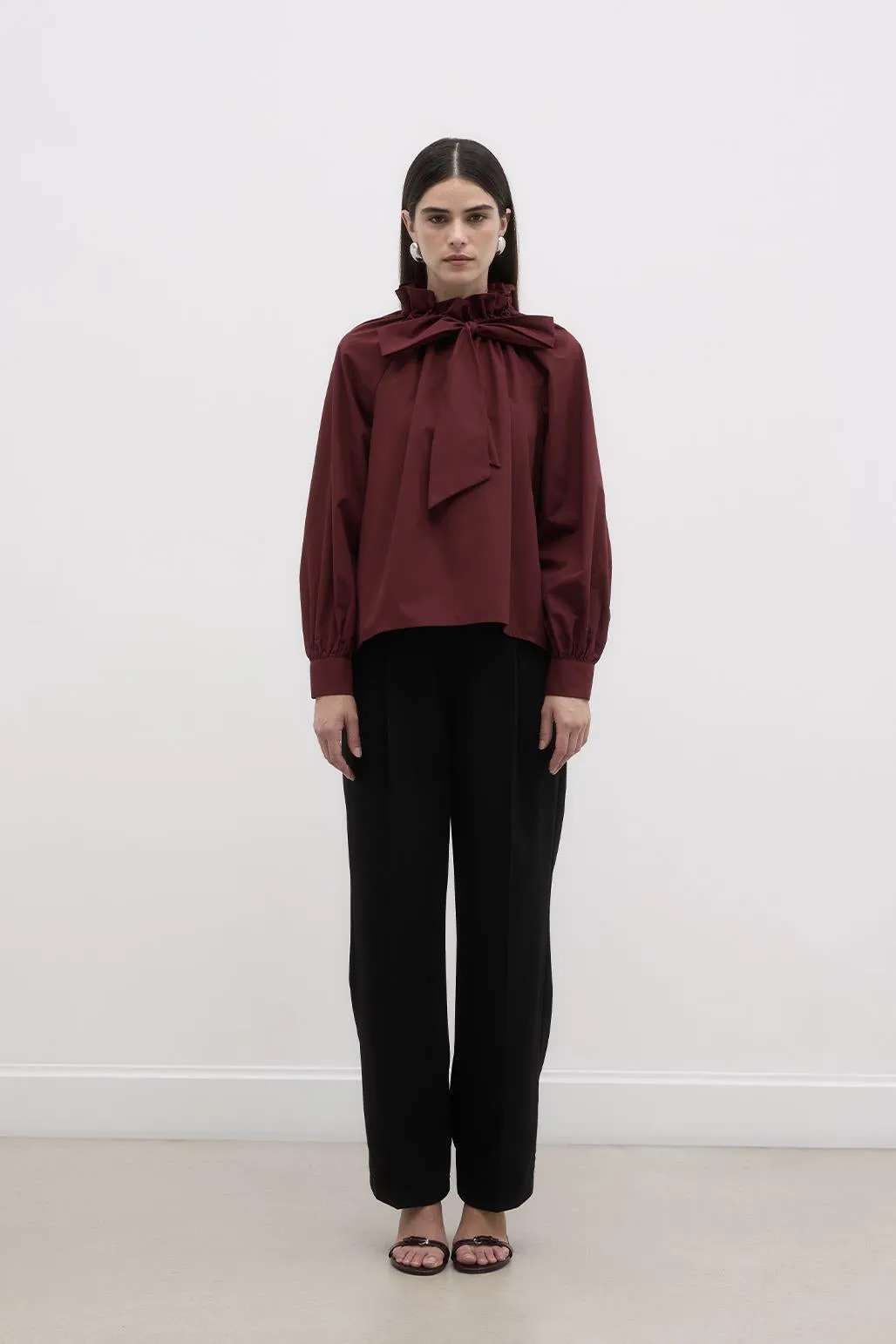 Collar Detailed Shirt Burgundy