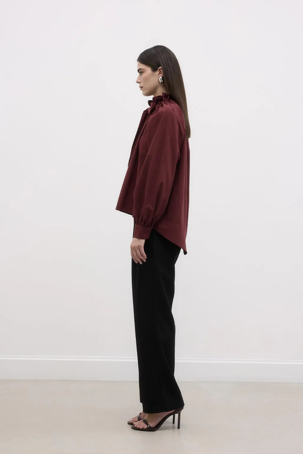 Collar Detailed Shirt Burgundy