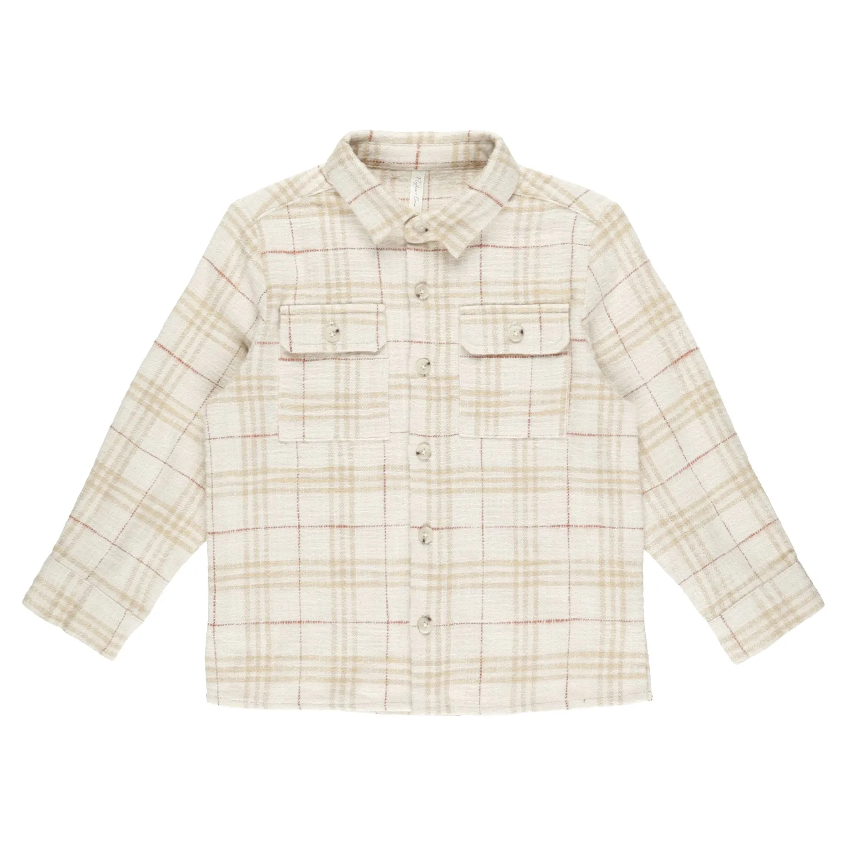 Collared Long Sleeve Shirt - Vintage Plaid - Natural / Gold / Brick