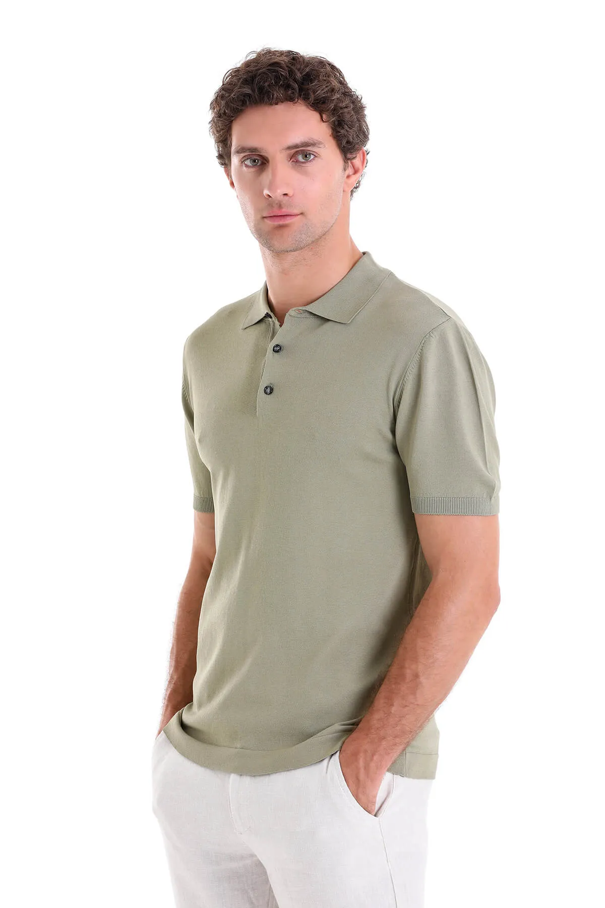 Comfort Fit Basic Green Vetiver Polo T-Shirt