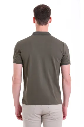 Comfort Fit Basic Plain 100% Cotton Khaki Polo T-Shirt