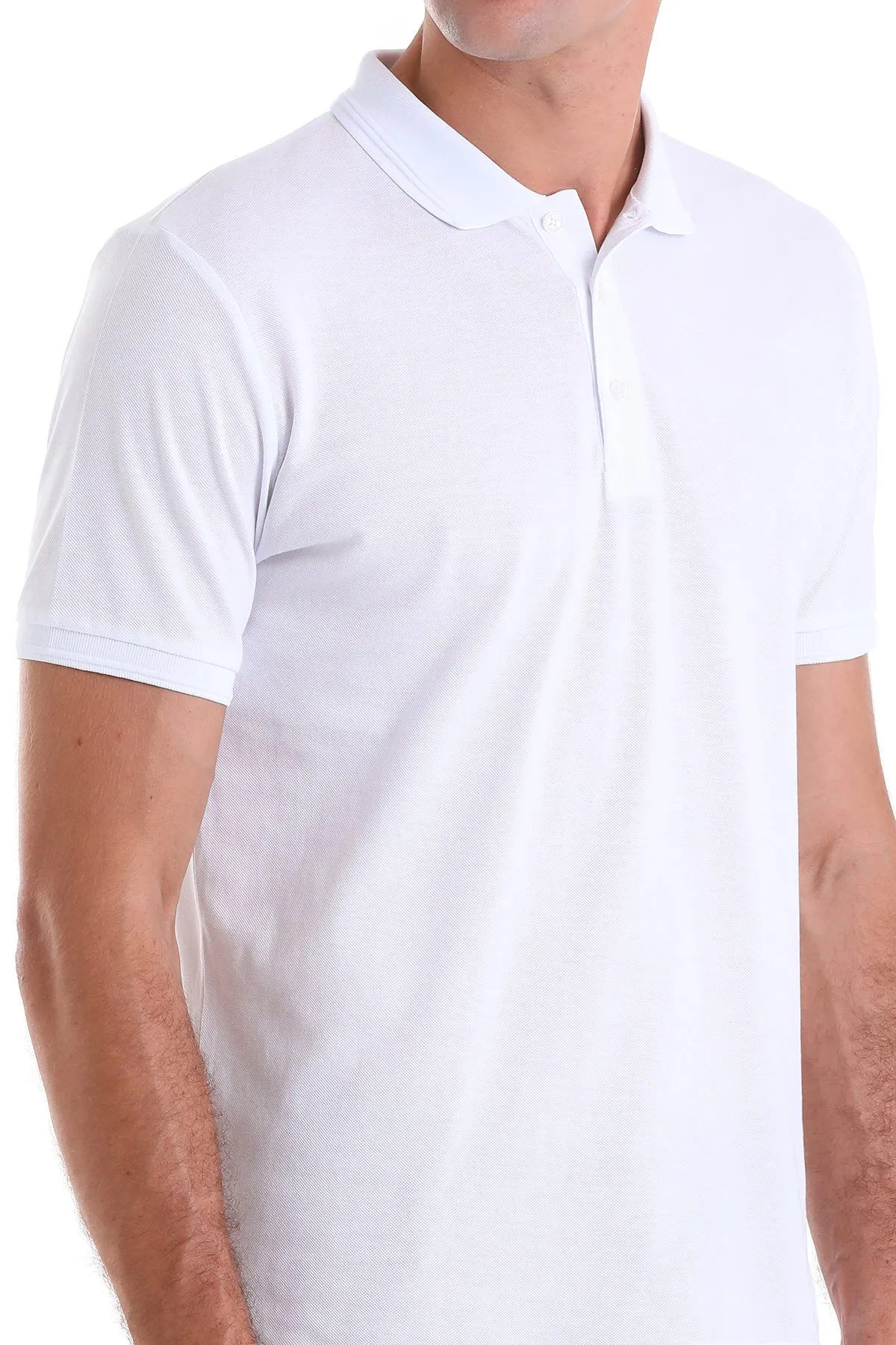 Comfort Fit Basic Plain 100% Cotton White Polo T-Shirt